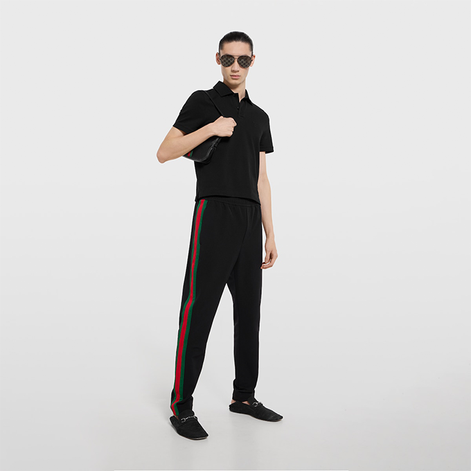 gucci tonal medusa embroidered short‑sleeve polo shirt